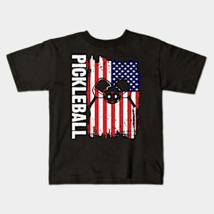 Pickleball American flag Kids T-Shirt